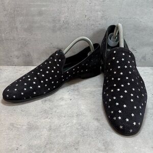 WALK‎ LONDON Leather Suede Black Stars Loafers Casual Shoes Mens UK 7 US 8